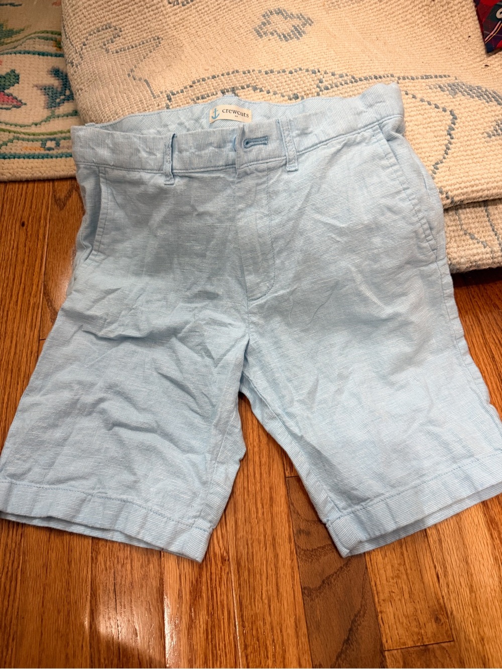 Crewcuts Pale Blue Linen-Blend Men’s Flat Front Shorts